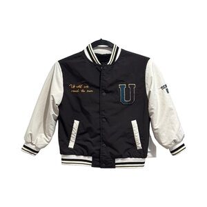 Zara Kids Black and Cream Varsity Jacket